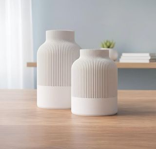 Set 2 Vasi Beige e Bianchi in Ceramica