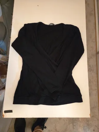 Jersey cruzado manga larga mujer negro