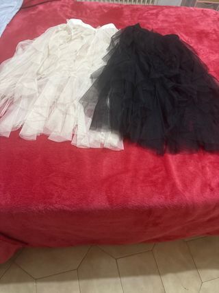 Faldas largas tul beige y negro