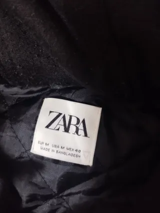 Chaquetón Zara cuadros gris y negro