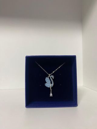 Collar Swarovski Cisne Azul y Plata