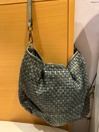 Bolso Malababa trenzado azul desgastado