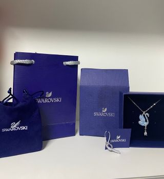 Collar Swarovski Cisne Azul y Plata