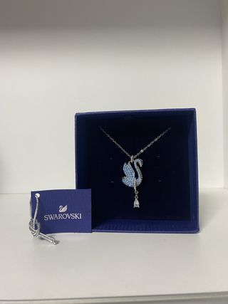 Collar Swarovski Cisne Azul y Plata