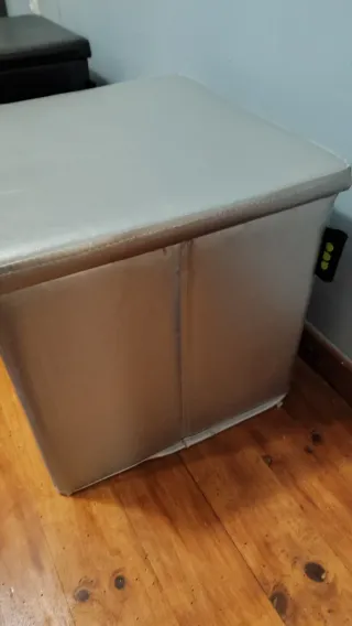 Puff Polipiel Gris Plateado