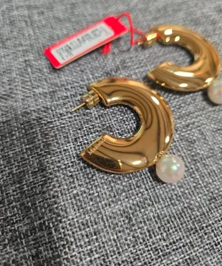 Pendientes Majorica Dorados con Perla Blanca