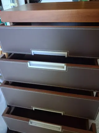 Conjunto Cajoneras Dormitorio Madera y Piel Sintét