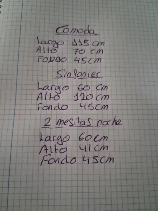 Conjunto Cajoneras Dormitorio Madera y Piel Sintét