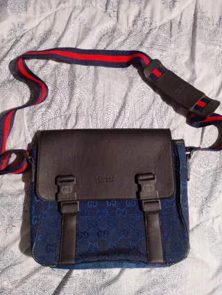Borsello Gucci Blu/Marrone Tela GG