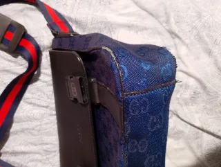 Borsello Gucci Blu/Marrone Tela GG