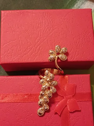 Anello fiore oro regolabile