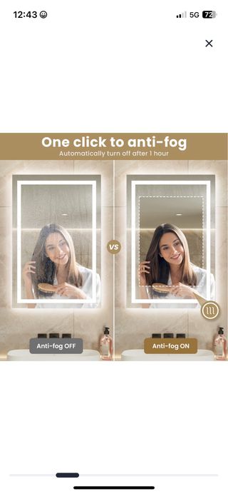 Espejo de baño LED tricolor Anti-vaho. Regulable.