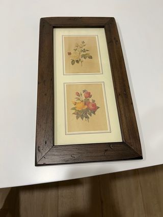 Coppia di quadri floreali classici in legno