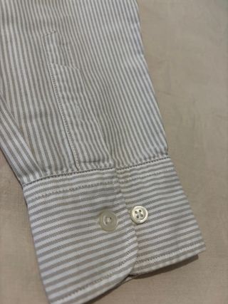 Camisa Oxford Rayas Beige y Blanca