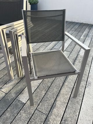 Mesa de jardín extensible cristal metal gris/beig