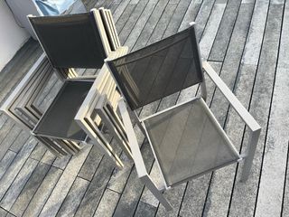 Mesa de jardín extensible cristal metal gris/beig