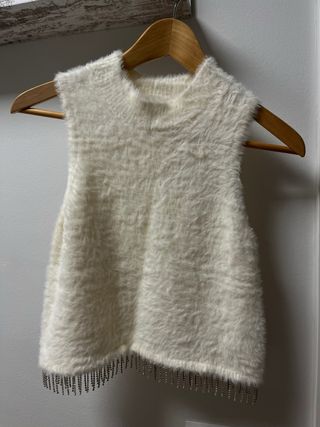 Conjunto Top Peluche y Falda Piel ZARA y MANGO