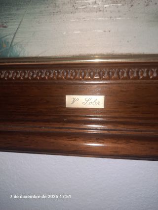 Quadro ad olio V. Soler Paesaggio Fiume