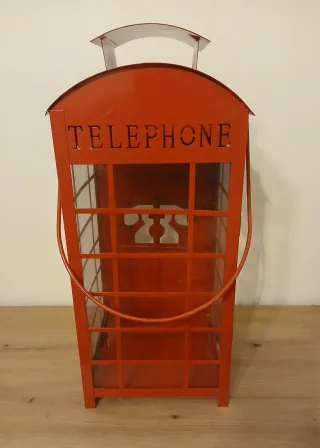 Cabina telefonica rossa vetro e metallo