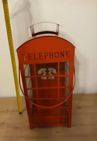 Cabina telefonica rossa vetro e metallo