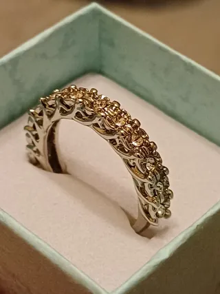 Anello Rivière oro e argento