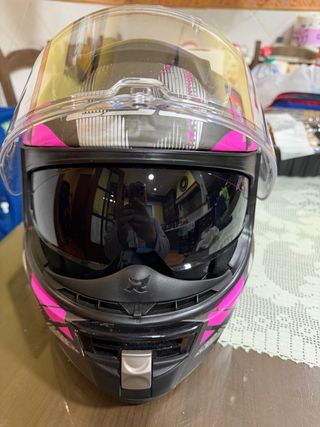 Casco LS2 Vector Evo Negro y Rosa