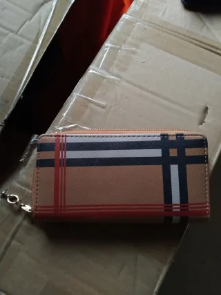 Cartera Billetera Mujer Marrón y Rojo