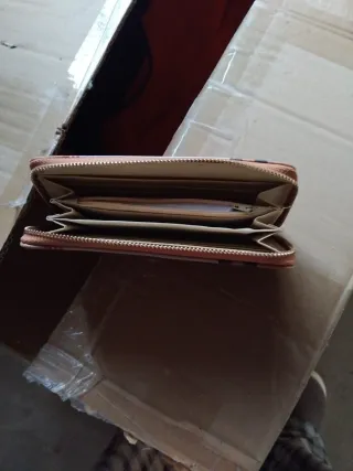 Cartera Billetera Mujer Marrón y Rojo