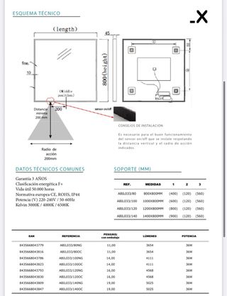 Espejo Baño Ledimex Ability 140x80