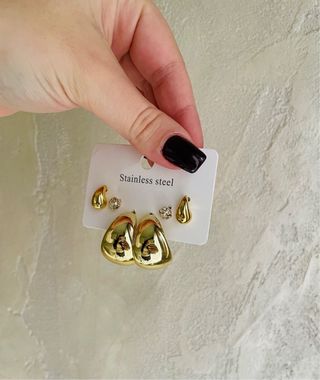 Set 3 paia orecchini acciaio inox