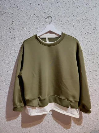 Sudadera Efecto Doble Capa | Talla Unica | Verde M