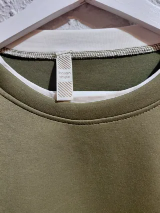 Sudadera Efecto Doble Capa | Talla Unica | Verde M