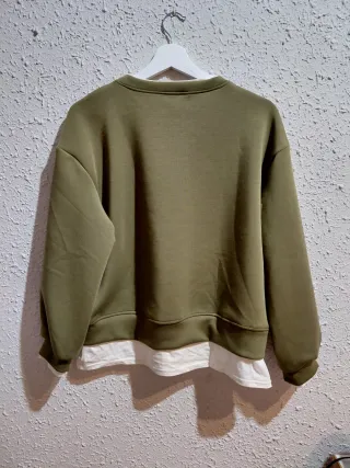 Sudadera Efecto Doble Capa | Talla Unica | Verde M