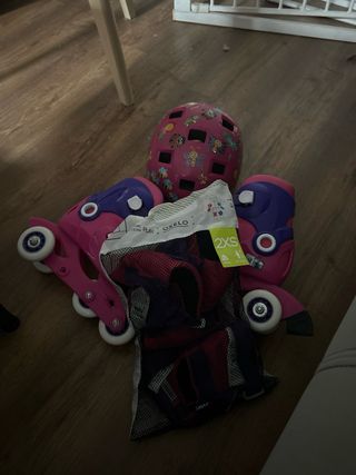 Kit Patines Niña Morado y Rosa