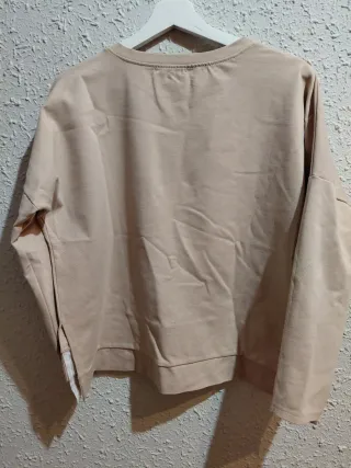 Sudadera Efecto Camisa Doble Capa Beige Nude M/L
