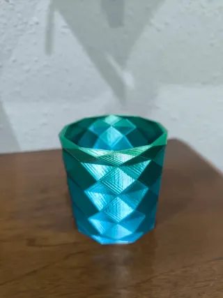 Maceta 3D Pequeña Geometría Verde/Azul