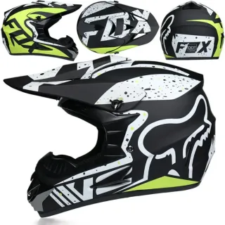 Casco Motocross Fox Negro/verde lima Nuevo