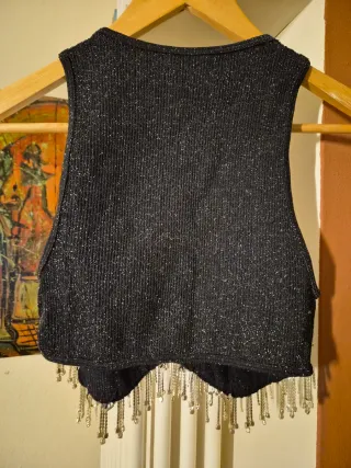 Top Zara glitter con frange