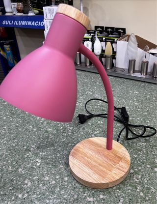 Flexo de lectura rosa y madera