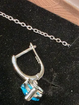 Conjunto Corazón Turquesa Plata de Ley