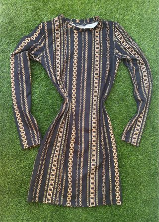 Vestido Mini Lefties Cadenas Negro y Dorado