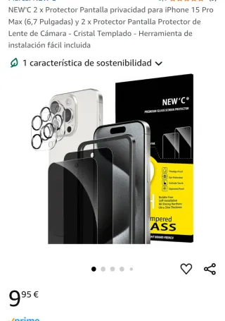 2 x Protezioni Schermo iPhone 15 Pro NEW'C