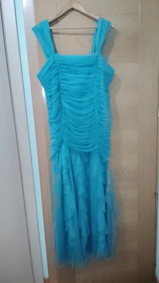 Vestido fiesta azul turquesa