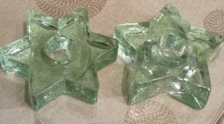 2 Portacandele a Stella in Cristallo Verde