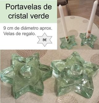 2 Portacandele a Stella in Cristallo Verde