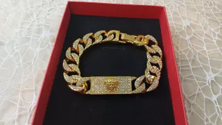 Pulsera Cubana Hombre Chapado Oro 18k