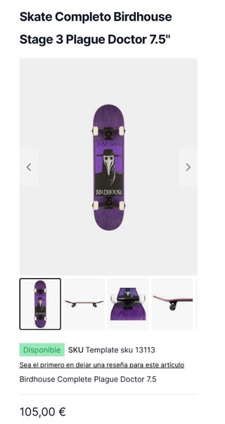 Skate Tony Hawk Birdhouse Morado Talla 7.5