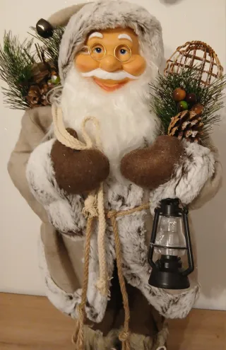 Babbo Natale decorativo crema con lanterna