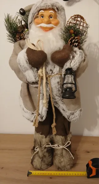 Babbo Natale decorativo crema con lanterna