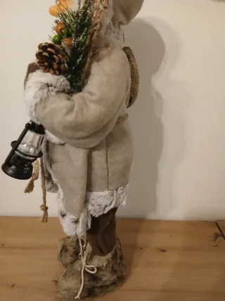 Babbo Natale decorativo crema con lanterna